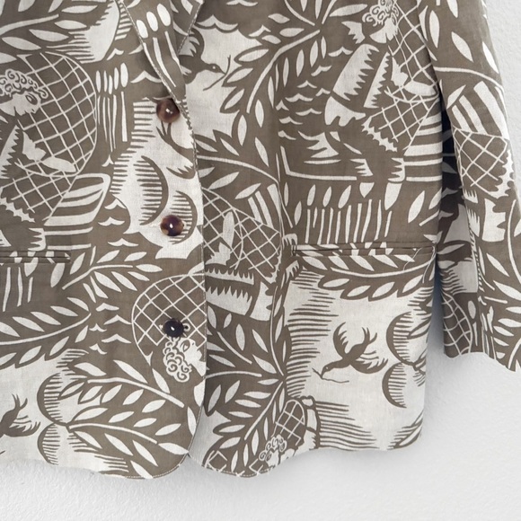 Esprit Linen Blazer Jacket Vintage Italy Fisherman Tropical Safari Green M - Picture 7 of 12